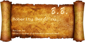 Boberity Berény névjegykártya